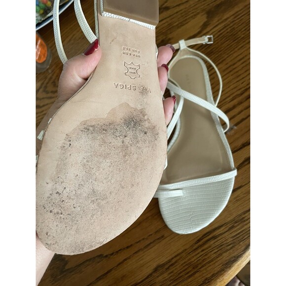 VIA SPIGA Womens White Croc Toe-Loop Calandre Leather Slingback Sandal 6.5m - Picture 3 of 3